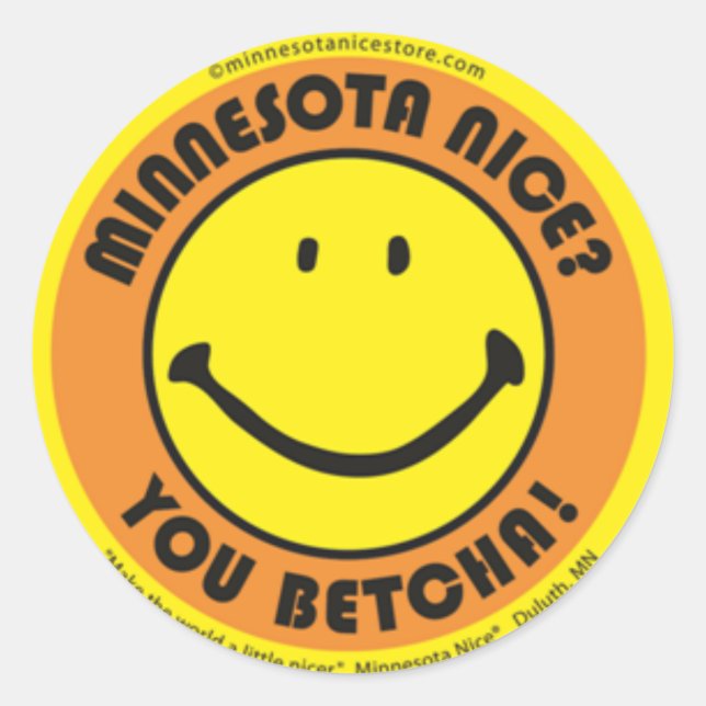 Adesivo Redondo Minnesota Nice You Betcha Stickers (Frente)