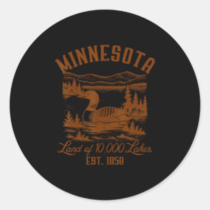 Adesivo Redondo Minnesota State Viagem Minnesota Loon Comum Souven