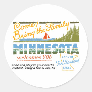 Adesivo Redondo Minnesota - terra de dez mil lagos
