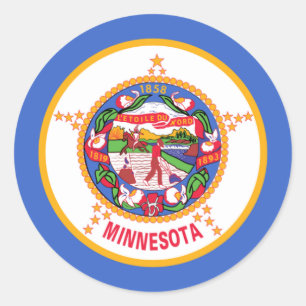 Adesivo Redondo Minnesotan Flag, Bandeira do Minnesota