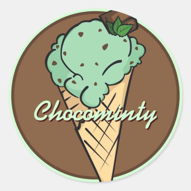 Adesivo Redondo Mint Choco-Chip Icecream Sticker (Frente)