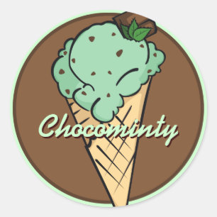 Adesivo Redondo Mint Choco-Chip Icecream Sticker