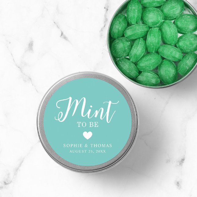 Adesivo Redondo Mint de Casamento de Cor Personalizado a Ser (Criador carregado)
