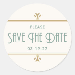 Adesivo Redondo Mint Dourado e Ivory Art Deco Vintage