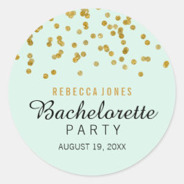 Adesivo Redondo Mint Dourado Glitter confetti Bachelorette Sticker