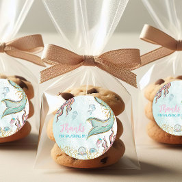 Adesivo Redondo Mint Glitter Mermaid tail Thank You