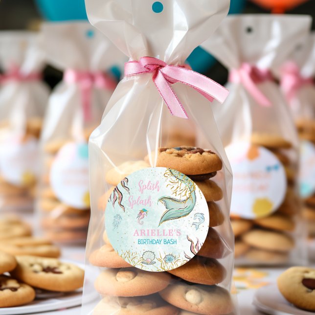 Adesivo Redondo Mint Glitter Mermaid tail under the sea  (Criador carregado)