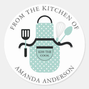 Adesivo Redondo Mint Green Apron Beija a Cozinha da Cozinha de
