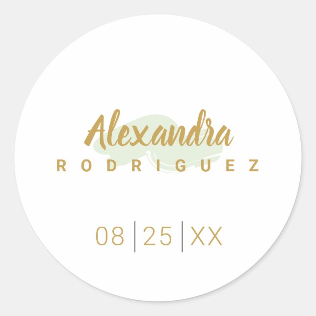 Adesivo Redondo Mint Green e Dourada Quinceanera (Frente)