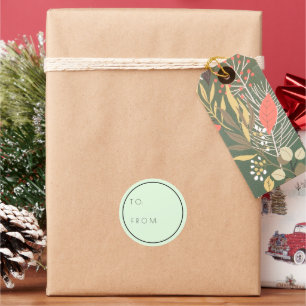Adesivo Redondo Mint Green Minimalista E Do Presente De Natal