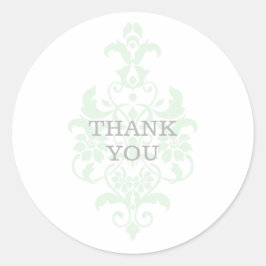 Adesivo Redondo Mint Green Sutitle Damask Obrigado Stickers