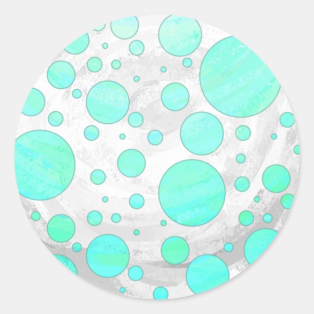 Adesivo Redondo Mint Ice Aqua Bolinhas Azuis (Frente)