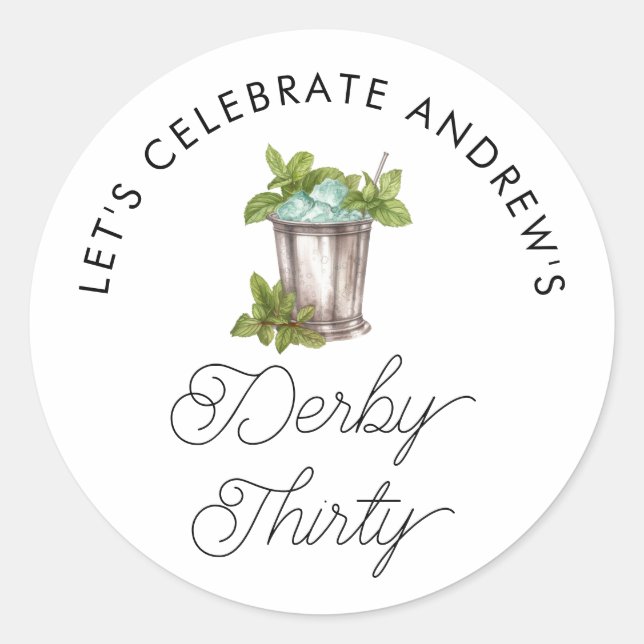 Adesivo Redondo Mint Julep Horse Race Derby Trinta Anos (Frente)