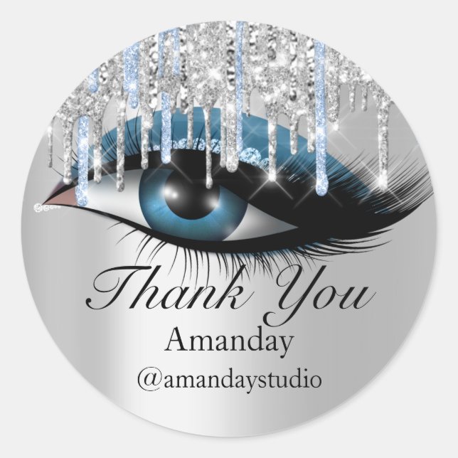 Adesivo Redondo Mint Lashes Extension Makeup Artist Silver Blue (Frente)