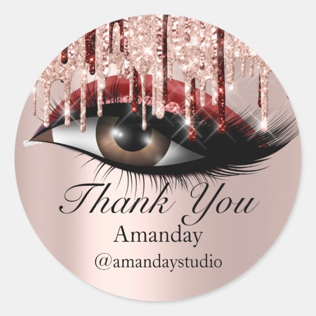 Adesivo Redondo Mint Lashes Extension Makeup Artista Rosa Burgundy (Frente)