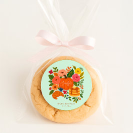 Adesivo Redondo Mint Little Pumpkin Baby Shower