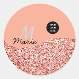 Adesivo Redondo minúscula azul adicionar texto do logotipo obrigad