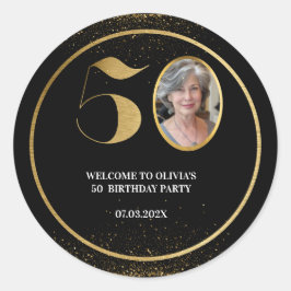 Adesivo Redondo Minúsculo minimalista moderno brilho do ouro 50 an