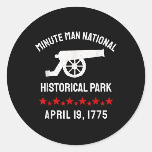 Adesivo Redondo Minute Man National Historical Park Revolucionario