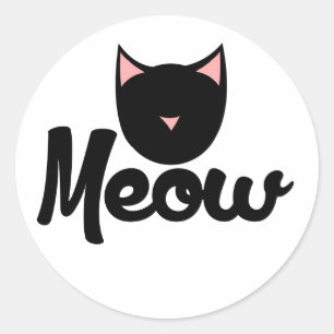 Adesivo Redondo Miow Kitty Cat