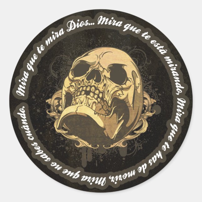 Adesivo Redondo Mira que te mira dios (Frente)