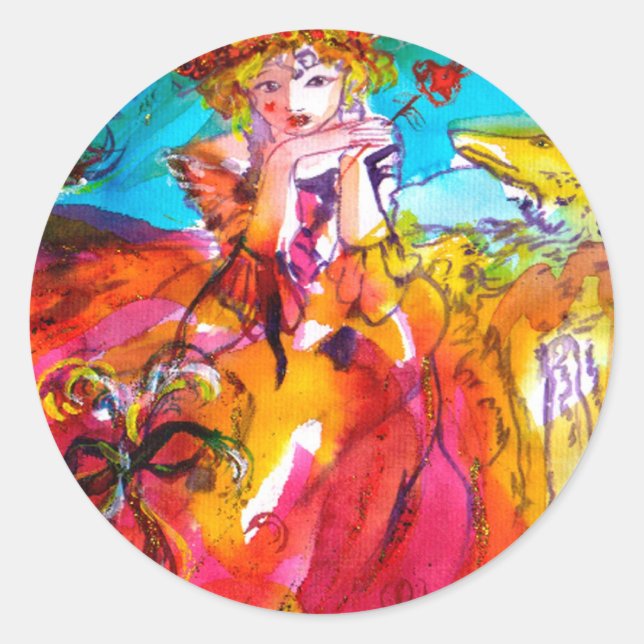 Adesivo Redondo MIRANDOLINA, rosa, amarelo fuchsia (Frente)