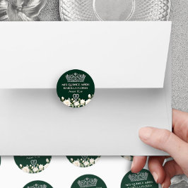 Adesivo Redondo Mis Quince Anos Tiara e Rosas Green Quinceanera