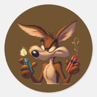 Adesivo Redondo Mischievous Cartoon Coyote