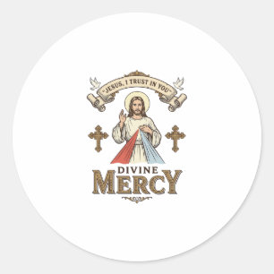 Adesivo Redondo Misericórdia Divina Jesus Gravura Vintage Camisa R