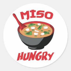 Adesivo Redondo Miso Hungry Funny Comida Kawaii