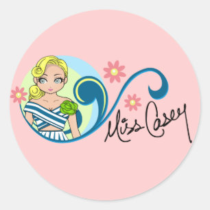 Adesivo Redondo "Miss Casey" Stickers