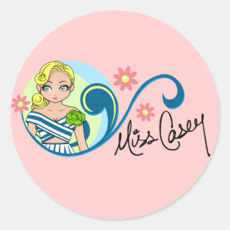 Adesivo Redondo "Miss Casey" Stickers