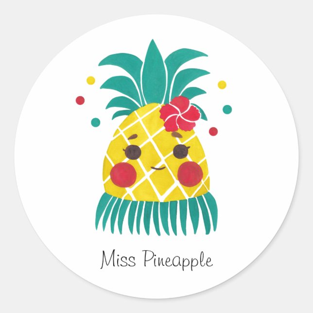 Adesivo Redondo Miss Hawaiian Pineapple (Frente)