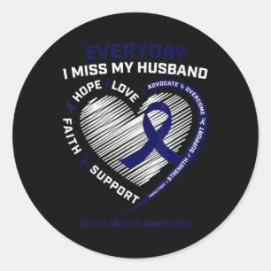 Adesivo Redondo Miss Meu Marido Amando Memória Marido Cancer Colon