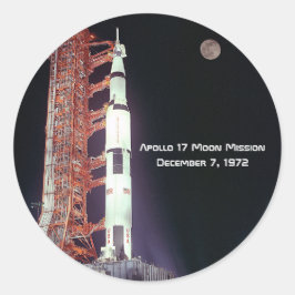Adesivo Redondo Missão da Lua Apollo 17