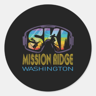 Adesivo Redondo Missão de Esqui Ridge Washington Férias de Esqui