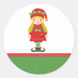 Adesivo Redondo Misses Elf e Candy Canes
