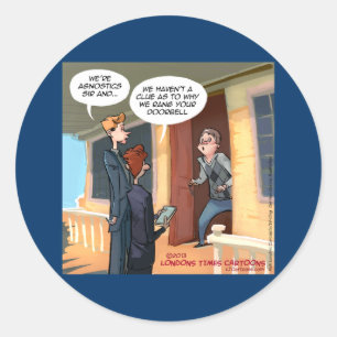 Adesivo Redondo Missionários Agnósticos Engraçados