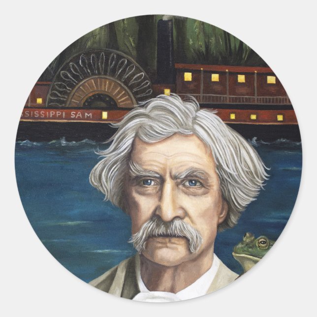 Adesivo Redondo Mississípi Sam Mark Twain (Frente)