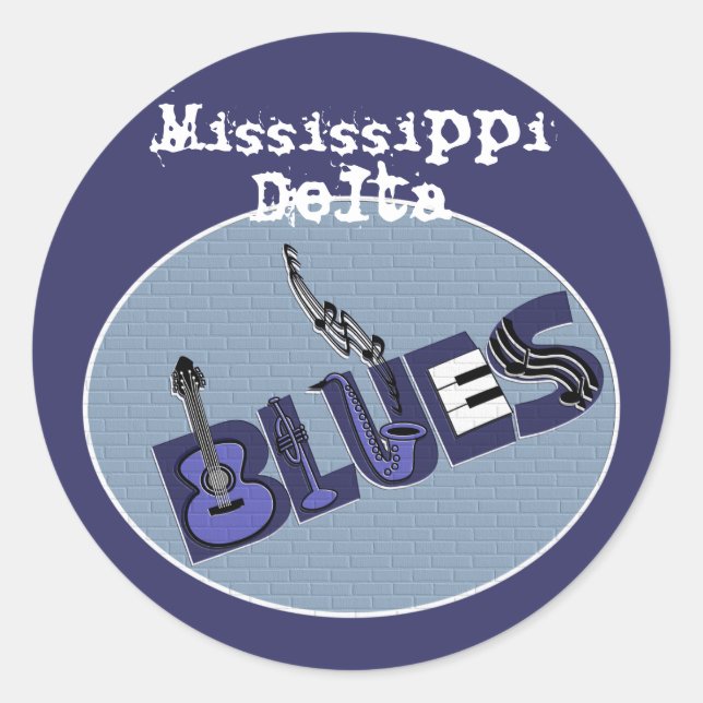 Adesivo Redondo Mississippi Delta Blues Sticker (Frente)