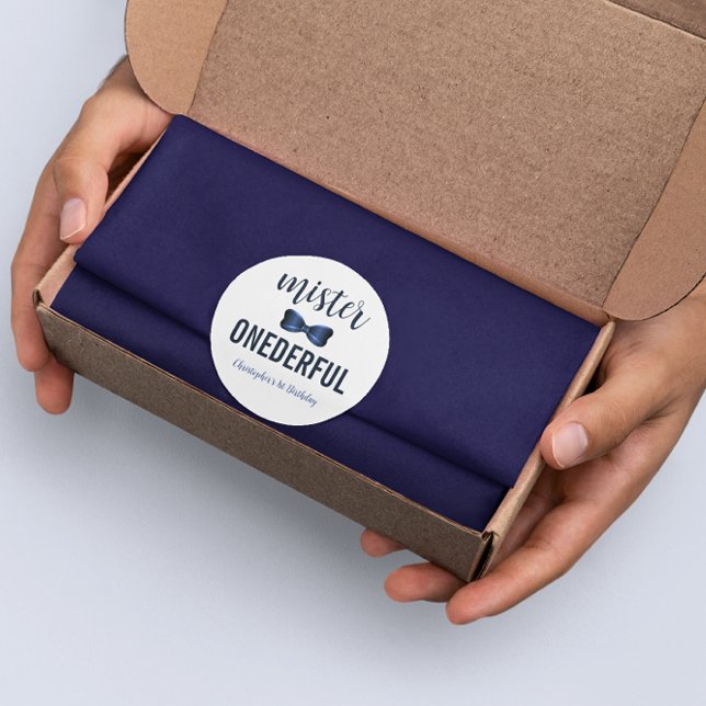 Adesivo Redondo Mister Onemagnificer Arco Tie primeiro aniversario (Criador carregado)