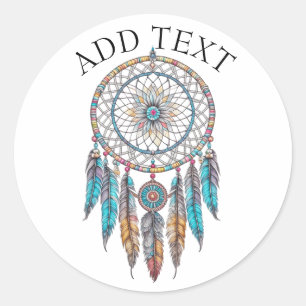 Adesivo Redondo Mística de Dreamcatcher Azul Personalizada