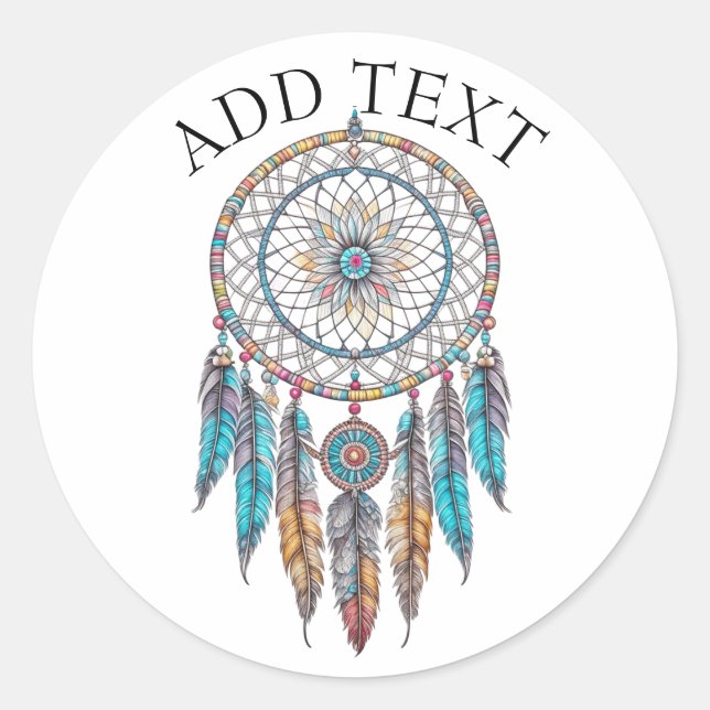 Adesivo Redondo Mística de Dreamcatcher Azul Personalizada (Frente)