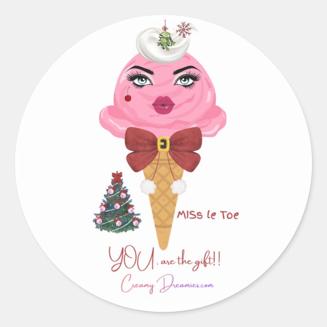 Adesivo Redondo Mistletoe Christmas kissing sticker (Frente)