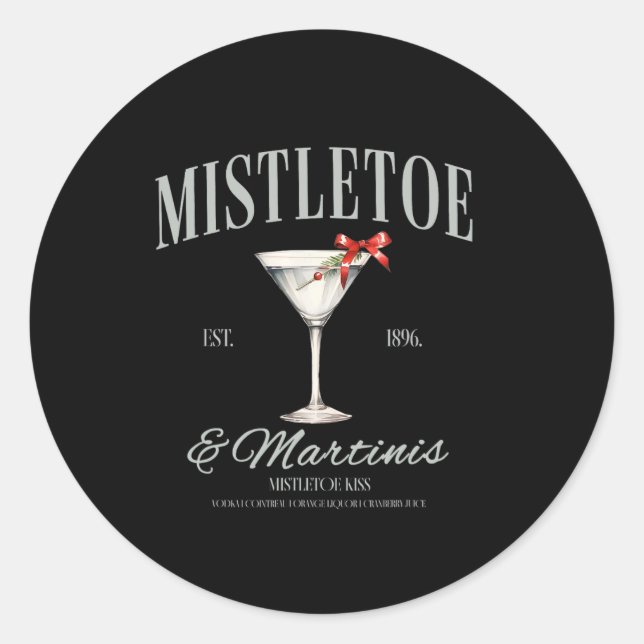 Adesivo Redondo Mistletoe Martinis Tail Christmas Espresso Mar (Frente)