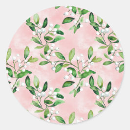 Adesivo Redondo Mistura Branca Em Natais vintages Rosa