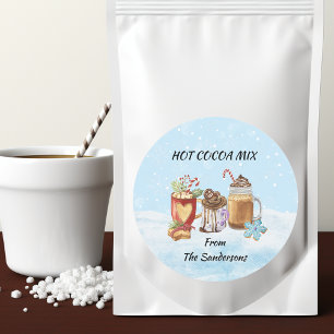 Adesivo Redondo Mistura de Chocolate Quente de Natal Presente