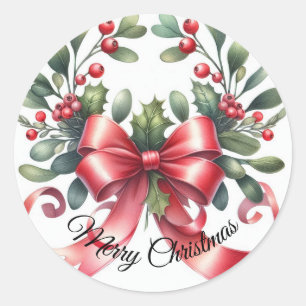 Adesivo Redondo Mistura elegante com aquarela Feliz Natal