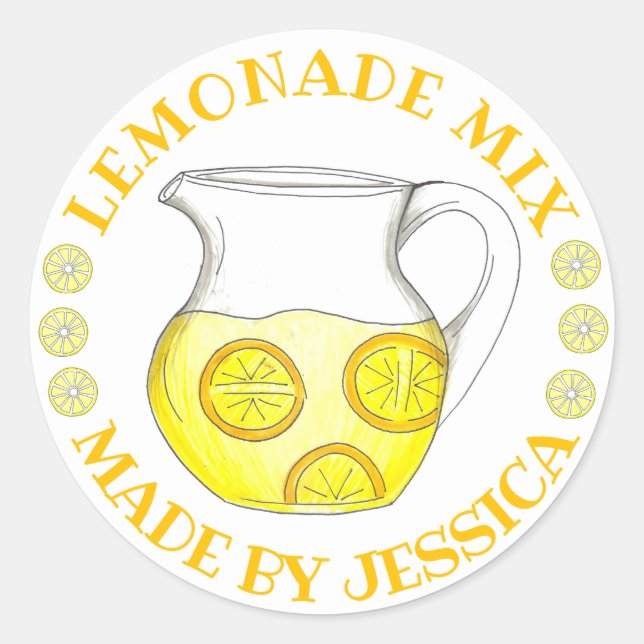 Adesivo Redondo Mistura Homemade Lemon Ade Lemonade Feita Por (Frente)