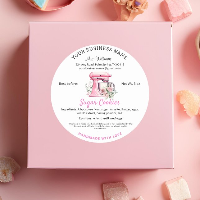 Adesivo Redondo Mistura rosa de algodão Comida Lei Ingredientes de (Criador carregado)